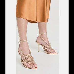 NWOT Schutz Gold Tinah Heeled Sandals Size 8.5